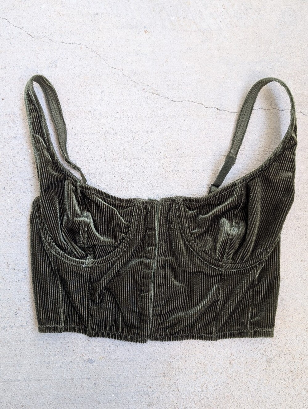 Urban Outfitter out from under Olive Velvet Corset Crop Top - Picture 5 of 8